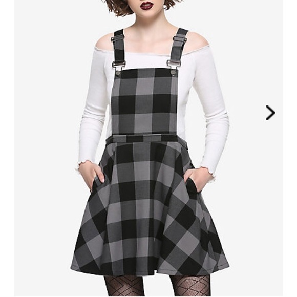 Hot Topic Dresses & Skirts - Hot topic plaid overall suspended skirt